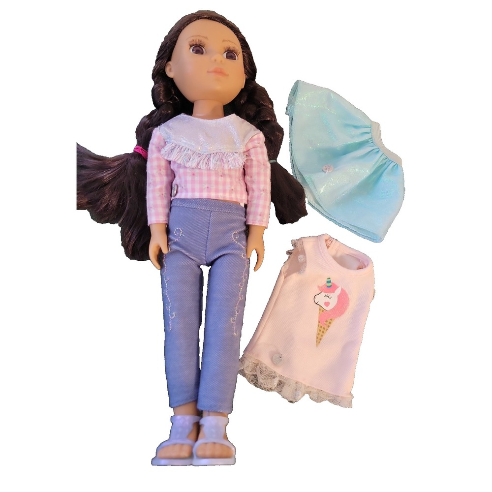 Glitter Girls Doll 14" Poseable Doll Brown Hair Clothes Outfit Battat